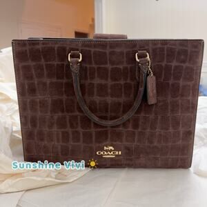 NWT Coach Maggie Tote embossed crocodile Bag CCC72 Gold/Maple